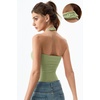 QINSEN Women’s Halter Tank Top Button Closure Cropped Going Out Cami Tops(Sage Green)