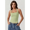QINSEN Women’s Halter Tank Top Button Closure Cropped Going Out Cami Tops(Sage Green)