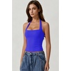 QINSEN Women’s Halter Tank Top Button Closure Cropped Going Out Cami Tops(Sapphire)