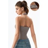 QINSEN Women’s Halter Tank Top Button Closure Cropped Going Out Cami Tops(Taupe)