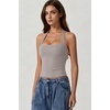 QINSEN Women’s Halter Tank Top Button Closure Cropped Going Out Cami Tops(Taupe)