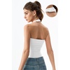 QINSEN Women’s Halter Tank Top Button Closure Cropped Going Out Cami Tops(White)
