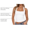 QINSEN Women’s Halter Tank Top Button Closure Cropped Going Out Cami Tops(White)