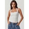 QINSEN Women’s Halter Tank Top Button Closure Cropped Going Out Cami Tops(White With Black Pots)