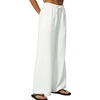 QINSEN Womens Wide Leg Palazzo Pants Wrinkle Resistant Flowy Drape Trousers(Beige)
