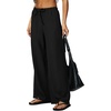 QINSEN Womens Wide Leg Palazzo Pants Wrinkle Resistant Flowy Drape Trousers(Black)