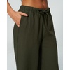 QINSEN Womens Wide Leg Palazzo Pants Wrinkle Resistant Flowy Drape Trousers(Forest Night Green)