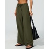 QINSEN Womens Wide Leg Palazzo Pants Wrinkle Resistant Flowy Drape Trousers(Forest Night Green)