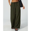 QINSEN Womens Wide Leg Palazzo Pants Wrinkle Resistant Flowy Drape Trousers(Forest Night Green)