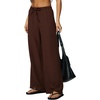 QINSEN Womens Wide Leg Palazzo Pants Wrinkle Resistant Flowy Drape Trousers(Mocha Brown)
