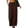 QINSEN Womens Wide Leg Palazzo Pants Wrinkle Resistant Flowy Drape Trousers(Mocha Brown)