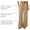 QINSEN Womens Wide Leg Palazzo Pants Wrinkle Resistant Flowy Drape Trousers(Nomad Taupe)