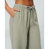 QINSEN Womens Wide Leg Palazzo Pants Wrinkle Resistant Flowy Drape Trousers(Sylvan Green)