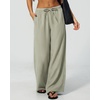 QINSEN Womens Wide Leg Palazzo Pants Wrinkle Resistant Flowy Drape Trousers(Sylvan Green)