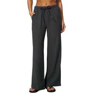 QINSEN Womens Wide Leg Palazzo Pants Wrinkle Resistant Flowy Drape Trousers(Quiet Shade)
