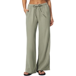 QINSEN Womens Wide Leg Palazzo Pants Wrinkle Resistant Flowy Drape Trousers(Sylvan Green)
