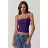 QINSEN Women’s Double Lined Basic Tank Top Adjustable Spaghetti Straps Sleeveless Camisole Shirts(Dark Purple)