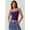 QINSEN Women’s Double Lined Basic Tank Top Adjustable Spaghetti Straps Sleeveless Camisole Shirts(Dark Purple)