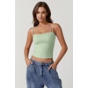 QINSEN Women’s Double Lined Basic Tank Top Adjustable Spaghetti Straps Sleeveless Camisole Shirts(Light Viridian)