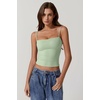 QINSEN Women’s Double Lined Basic Tank Top Adjustable Spaghetti Straps Sleeveless Camisole Shirts(Light Viridian)