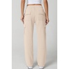 QINSEN Womens Elastic Medium Waist Pocket Sweatpants Fleece Cargo Pants(Beige)