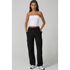 QINSEN Womens Elastic Medium Waist Pocket Sweatpants Fleece Cargo Pants(Black)