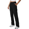 QINSEN Womens Elastic Medium Waist Pocket Sweatpants Fleece Cargo Pants(Black)