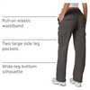 QINSEN Womens Elastic Medium Waist Pocket Sweatpants Fleece Cargo Pants(Charcoal Grey)