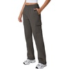 QINSEN Womens Elastic Medium Waist Pocket Sweatpants Fleece Cargo Pants(Charcoal Grey)