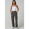 QINSEN Womens Elastic Medium Waist Pocket Sweatpants Fleece Cargo Pants(Charcoal Grey)
