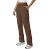 QINSEN Womens Elastic Medium Waist Pocket Sweatpants Fleece Cargo Pants(Chestnut)
