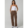 QINSEN Womens Elastic Medium Waist Pocket Sweatpants Fleece Cargo Pants(Chestnut)