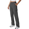 QINSEN Womens Elastic Medium Waist Pocket Sweatpants Fleece Cargo Pants(Dark Grey)