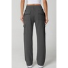 QINSEN Womens Elastic Medium Waist Pocket Sweatpants Fleece Cargo Pants(Dark Grey)