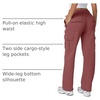 QINSEN Womens Elastic Medium Waist Pocket Sweatpants Fleece Cargo Pants(Dusty Rose)