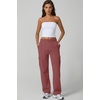 QINSEN Womens Elastic Medium Waist Pocket Sweatpants Fleece Cargo Pants(Dusty Rose)