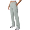 QINSEN Womens Elastic Medium Waist Pocket Sweatpants Fleece Cargo Pants(Frosty Green)