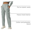 QINSEN Womens Elastic Medium Waist Pocket Sweatpants Fleece Cargo Pants(Frosty Green)