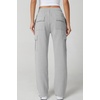 QINSEN Womens Elastic Medium Waist Pocket Sweatpants Fleece Cargo Pants(Grey)
