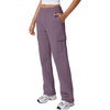 QINSEN Womens Elastic Medium Waist Pocket Sweatpants Fleece Cargo Pants(Lavender)