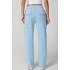QINSEN Womens Elastic Medium Waist Pocket Sweatpants Fleece Cargo Pants(Light Blue)