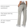 QINSEN Womens Elastic Medium Waist Pocket Sweatpants Fleece Cargo Pants(Light Grey)