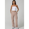 QINSEN Womens Elastic Medium Waist Pocket Sweatpants Fleece Cargo Pants(Mushroom)