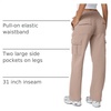 QINSEN Womens Elastic Medium Waist Pocket Sweatpants Fleece Cargo Pants(Mushroom)