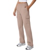 QINSEN Womens Elastic Medium Waist Pocket Sweatpants Fleece Cargo Pants(Mushroom)
