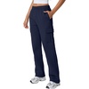 QINSEN Womens Elastic Medium Waist Pocket Sweatpants Fleece Cargo Pants(Navy)