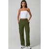 QINSEN Womens Elastic Medium Waist Pocket Sweatpants Fleece Cargo Pants(Olive Green)