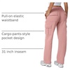 QINSEN Womens Elastic Medium Waist Pocket Sweatpants Fleece Cargo Pants(Peachskin)