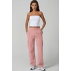 QINSEN Womens Elastic Medium Waist Pocket Sweatpants Fleece Cargo Pants(Peachskin)