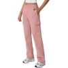 QINSEN Womens Elastic Medium Waist Pocket Sweatpants Fleece Cargo Pants(Peachskin)